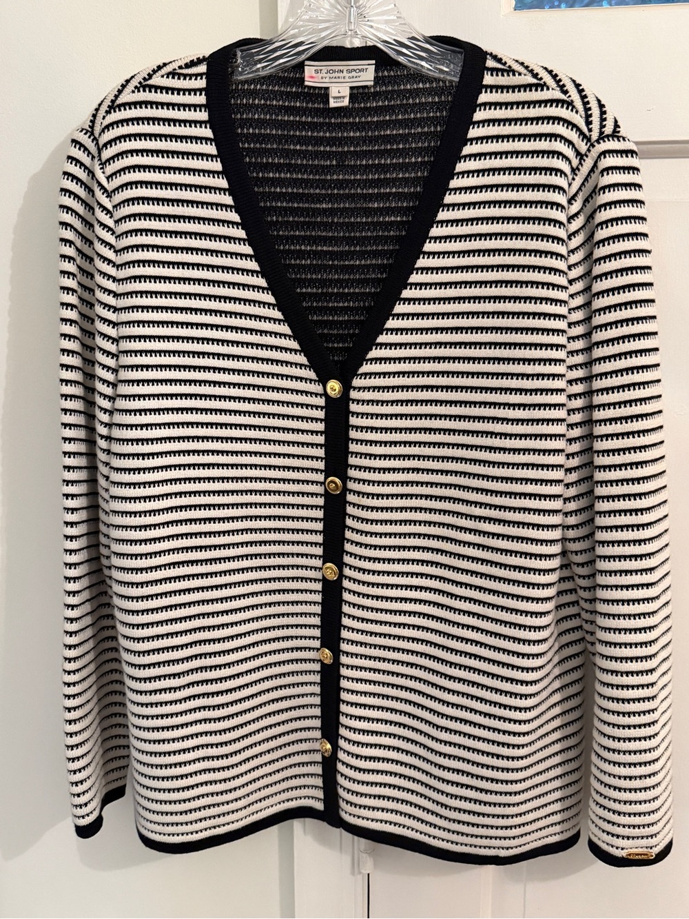 Gorgeous St. John B & W Cardigan Jacket - Size Large